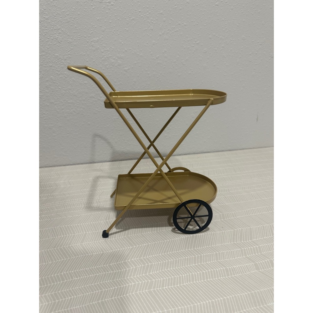 Target Gold Metal Two Tiered Serving Bar Cart‎  Miniature Decor Accent Flawed